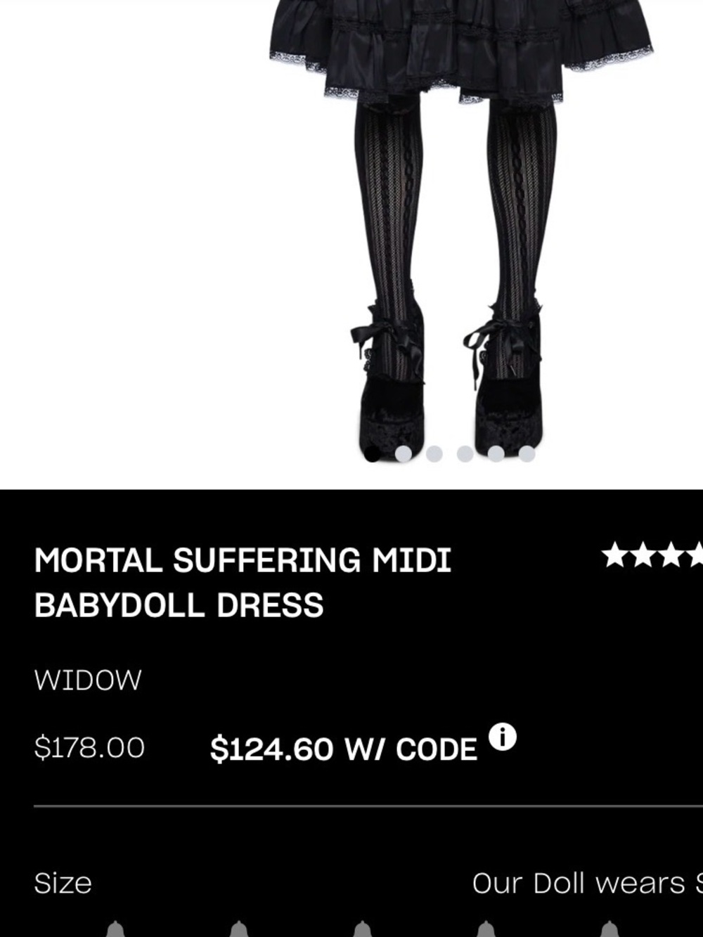 Widow Dolls Kill ‘Mortal Suffering’ Goth Lolita Puff Sleeve Lace Romantic Dress - Picture 8 of 8